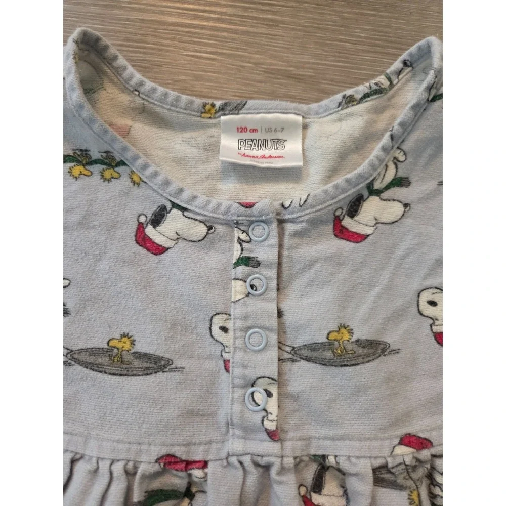 Hanna Andersson Peanuts Snoopy Flannel Nightgown Dress Girls 120 US 6-7